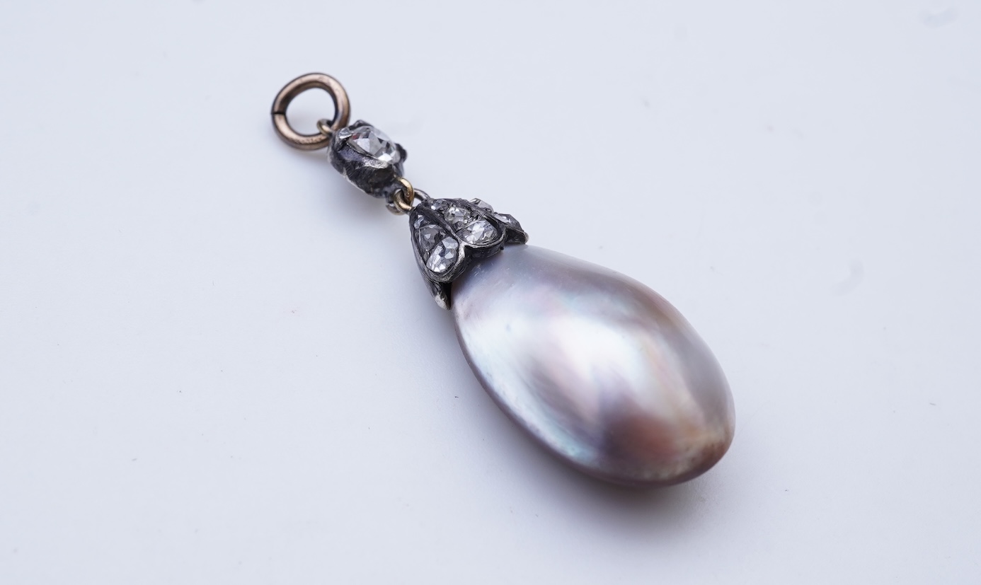A Victorian blister pearl and diamond pendant, late 19th century